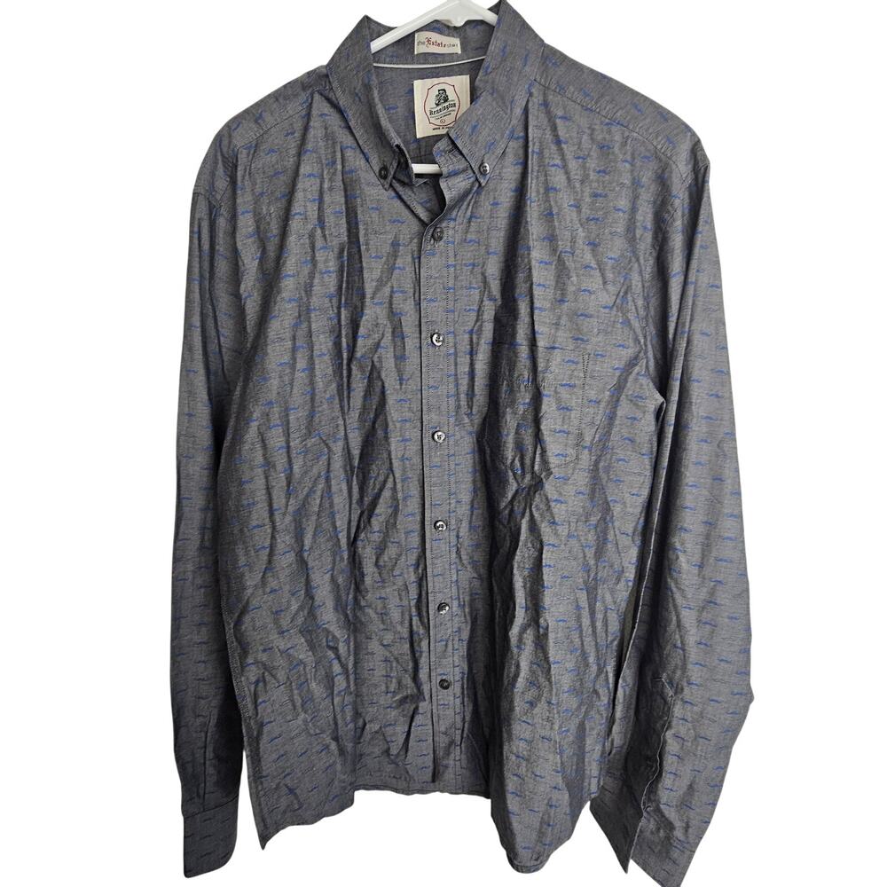 Vintage Kennington Mens Mustache Print Button Shirt Size L Novelty Cotton Casual